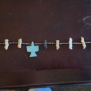 BEAUTIFUL Multi-Color GEM STONE FETISH Necklace  APPX 28"